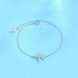 925 Sterling Silver Plane Chain Bracelet Women Girls Gift DD1307