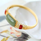 Hetian Jade S925 Silver Red Agate Bracelet Retro Style