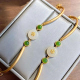 Hetian Jade Safety Buckle Bracelet - Chinese Style Fu Character Jewelry