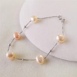 Baroque Pearl Bracelet 925 Sterling Silver Natural Freshwater Pearls For Women
