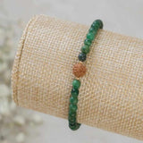 4mm Green Jade Beads Bracelet with 14k Chain, National Style Cuff