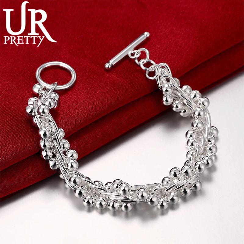 925 Silver Grape Bead Chain Bracelet For Women