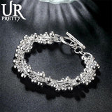 925 Silver Grape Bead Chain Bracelet For Women