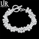 925 Silver Grape Bead Chain Bracelet For Women