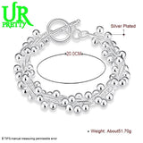 925 Silver Grape Bead Chain Bracelet For Women
