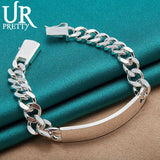 925 Silver 10mm Bangle Chain Bracelet Wedding Jewelry