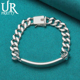 925 Silver 10mm Bangle Chain Bracelet Wedding Jewelry