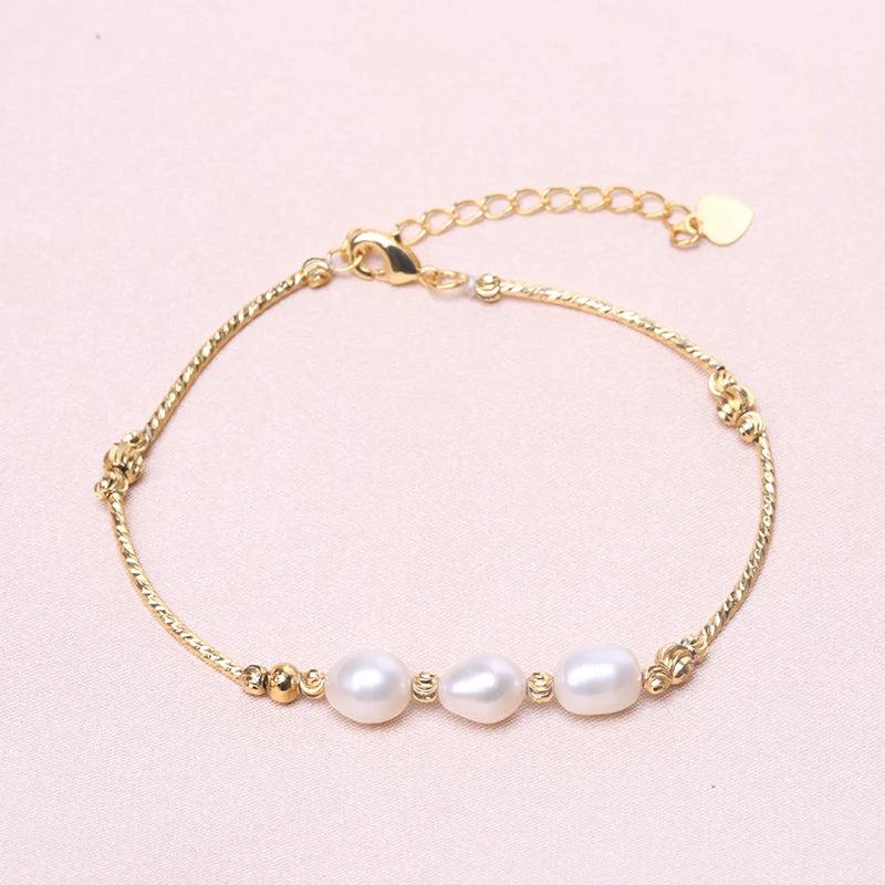 6-7mm Pink Purple Freshwater Pearl Bracelet with 14K Filled Chain for Women