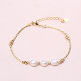 6-7mm Pink Purple Freshwater Pearl Bracelet with 14K Filled Chain for Women