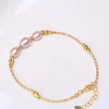 6-7mm Pink Purple Freshwater Pearl Bracelet with 14K Filled Chain for Women