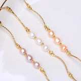 6-7mm Pink Purple Freshwater Pearl Bracelet with 14K Filled Chain for Women