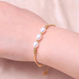 6-7mm Pink Purple Freshwater Pearl Bracelet with 14K Filled Chain for Women