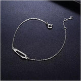925 Silver Safety Pin CZ Charm Bracelet For Women