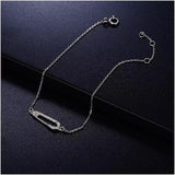925 Silver Safety Pin CZ Charm Bracelet For Women