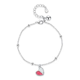 925 Silver Plated Heart Crystal Bracelet Romantic Jewelry Gift