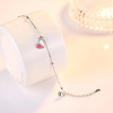 925 Silver Plated Heart Crystal Bracelet Romantic Jewelry Gift