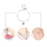 925 Silver Plated Heart Crystal Bracelet Romantic Jewelry Gift