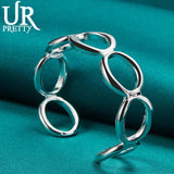 925 Silver 7 Circles Adjustable Bangle Bracelet Wedding Halloween Gift