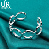 925 Silver 7 Circles Adjustable Bangle Bracelet Wedding Halloween Gift