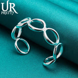 925 Silver 7 Circles Adjustable Bangle Bracelet Wedding Halloween Gift