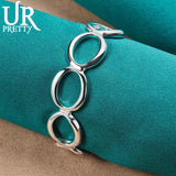 925 Silver 7 Circles Adjustable Bangle Bracelet Wedding Halloween Gift