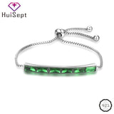 Women's 925 Silver Emerald Bracelet for Wedding and Parties