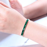 Women's 925 Silver Emerald Bracelet for Wedding and Parties