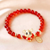Red Agate Mouse Style Bracelet for Women