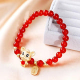 Red Agate Mouse Style Bracelet for Women