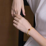 Qianxilianren S925 Sterling Silver Red Agate Bracelet
