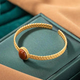 Qianxilianren S925 Sterling Silver Red Agate Bracelet