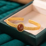 Qianxilianren S925 Sterling Silver Red Agate Bracelet