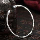 925 Silver Frosted Bracelet Bangle Double Bead 7MM for Women Jewelry