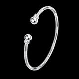 925 Silver Frosted Bracelet Bangle Double Bead 7MM for Women Jewelry