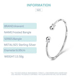 925 Silver Frosted Bracelet Bangle Double Bead 7MM for Women Jewelry