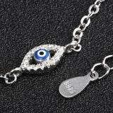 925 Sterling Silver Eye Bracelet Enamel Crystal CZ Zircon Chain Bracelet