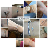 925 Sterling Silver Eye Bracelet Enamel Crystal CZ Zircon Chain Bracelet
