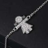 925 Silver Girls Charm Bracelet with Crystal CZ