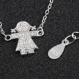 925 Silver Girls Charm Bracelet with Crystal CZ