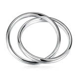 925 Sterling Silver Two Laps Round Bangles Bracelets
