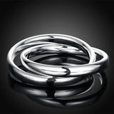 925 Sterling Silver Two Laps Round Bangles Bracelets