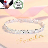 European Woman Girl Party Wedding Gift Silver OX 999 Sterling Silver Bracelet