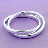 925 Sterling Silver Double Circle Bangle Bracelet Wedding Jewelry