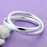 925 Sterling Silver Double Circle Bangle Bracelet Wedding Jewelry