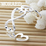 925 Silver Heart Bracelet Women Bangle Wedding Jewelry