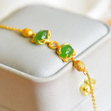 Hetian jade green fox bracelet light silver jewelry
