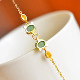 Hetian jade green fox bracelet light silver jewelry