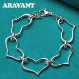 925 Silver Full Heart Charm Bracelet Wedding Jewelry