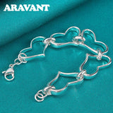 925 Silver Full Heart Charm Bracelet Wedding Jewelry