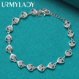 925 Silver Heart AAAAA Zircon Bracelet Women Party Christmas Gift
